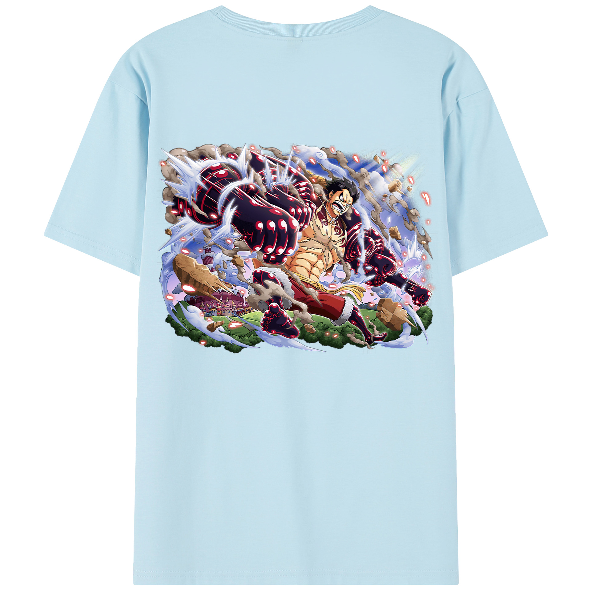 ワンピース モンキー・D・ルフィ ONE PIECE Monkey D. Luffy 綿100％半袖Tシャツ（背面プリント）
